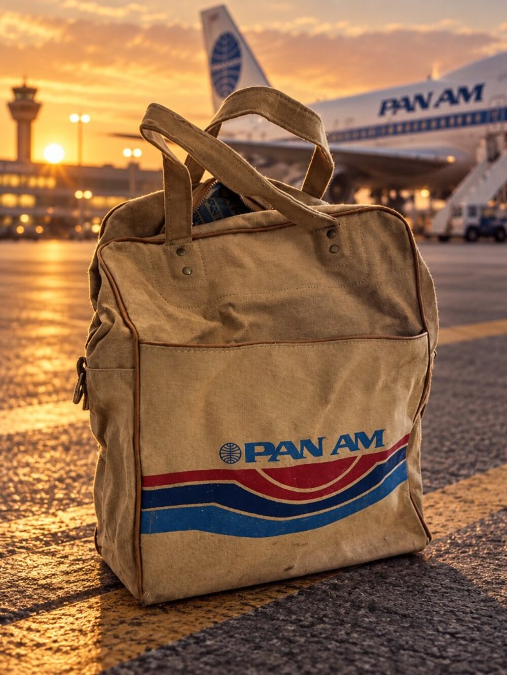Vintage Pan Am Airlines Travel Backpack bag suitecase